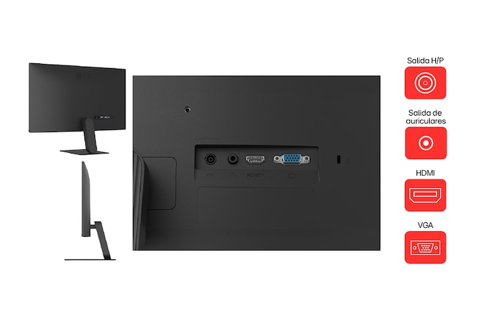 Vista lateral monitor LG IPS Full HD de 24" 24U411A-B